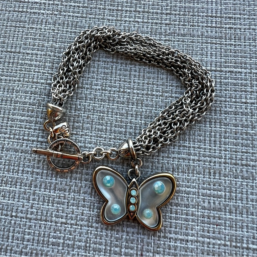 Brighton Silver-Tone Butterfly Bracelet with Blue Opalescent Accents